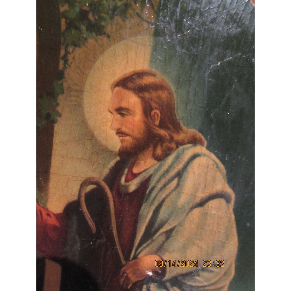 Vintage JESUS CHRIST Knocking at door decoupage wood religious Christian - Picture 2 of 6